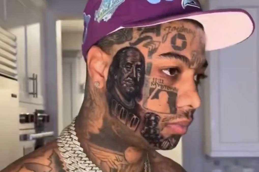 Blueface Shows Off Fresh Touch-Up of His Face Tattoos